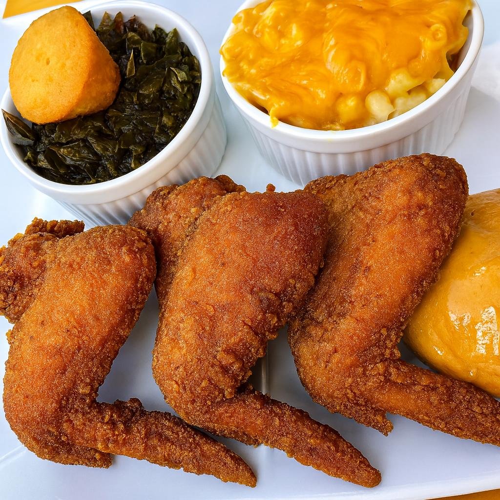 Southern fried chicken wings plate