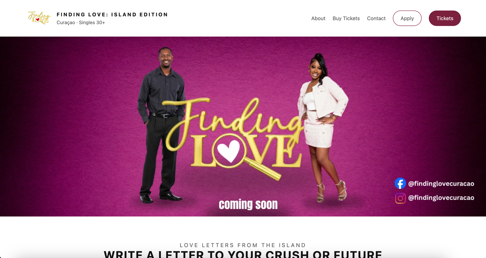 Finding Love Curaçao website preview